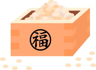 Japon Setsubun zarif fasulye kutusunun ölçme içine gitti