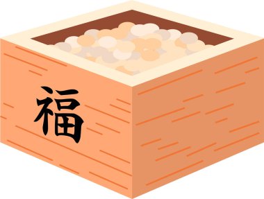 Japon Setsubun zarif fasulye kutusunun ölçme içine gitti