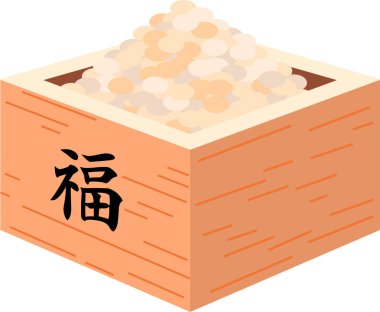 Japon Setsubun zarif fasulye kutusunun ölçme içine gitti