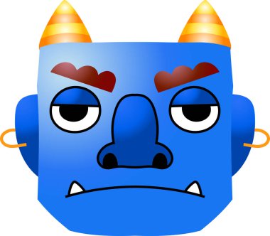 Sevimli Japon mavi derece şeytan maskesi