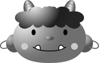 Sevimli Japon tek renk degradesi şeytan maskesi