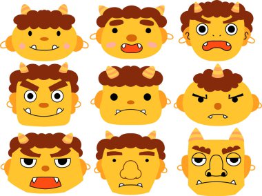 Sevimli Japon sarı şeytan maskesi ayarlama