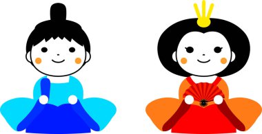 Japon şirin Hina bebekleri seti.