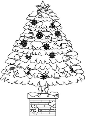 Lüks bir şekilde dekore edilmiş kar anahat ile Noel ağacı