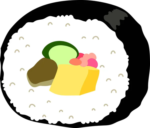 Elegante rollo de sushi Eho-maki — Vector de stock