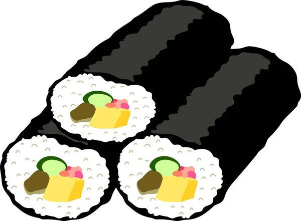 Elegante rollo japonés de sushi Eho-maki — Vector de stock