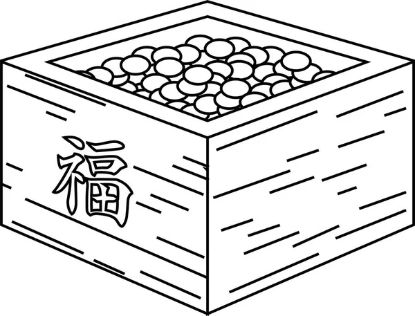 Haricots de Setsubun japonais est entré dans le contour de la boîte à mesurer — Image vectorielle