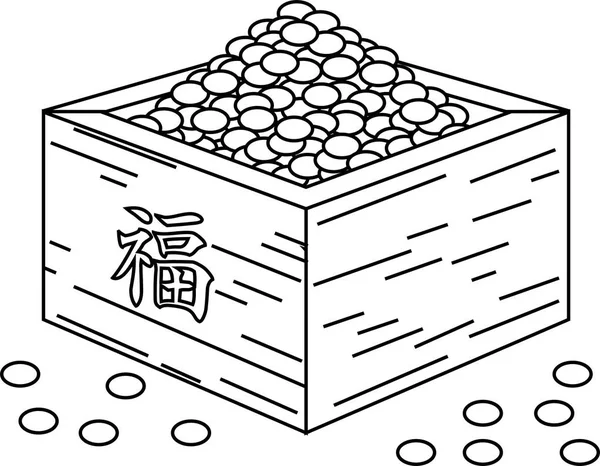 Bönor av japanska Setsubun gick in mäta box disposition — Stock vektor