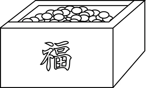 Haricots de Setsubun japonais est entré dans le contour de la boîte à mesurer — Image vectorielle