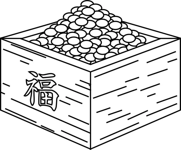 Bönor av japanska Setsubun gick in mäta box disposition — Stock vektor