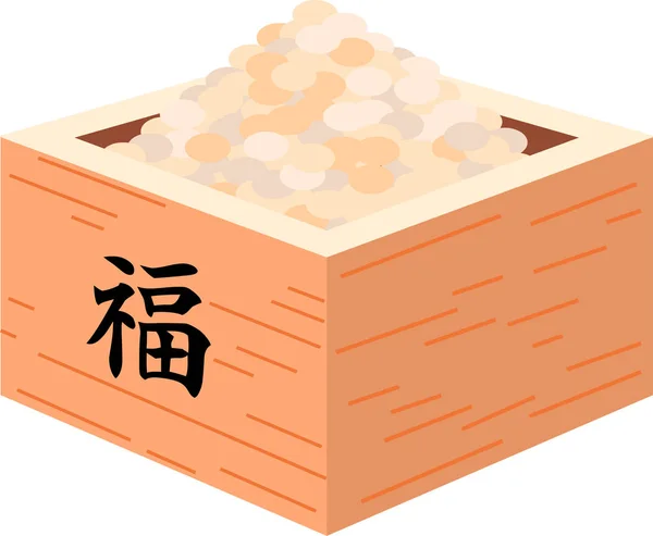 Eleganta bönor av japanska Setsubun gick in mäta box — Stock vektor
