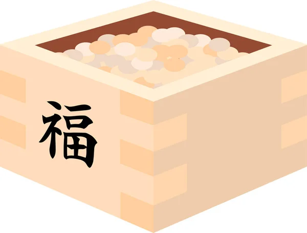 Des soys élégants de Setsubun japonais sont entrés dans une boîte à mesurer — Image vectorielle