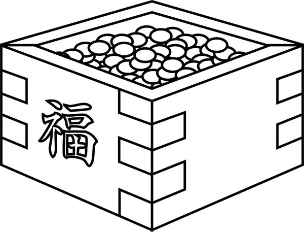 Soys de Setsubun japonais est entré dans le contour de la boîte à mesurer — Image vectorielle