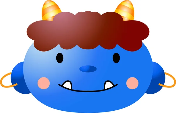 Linda máscara de demonio de gradación azul japonés — Vector de stock