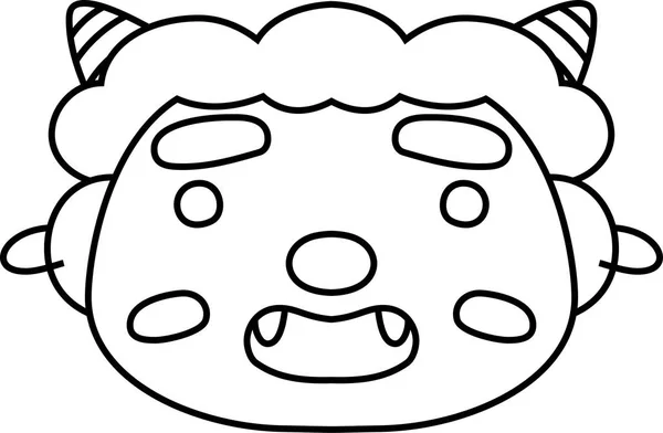 Mignon japonais démon masque contour — Image vectorielle