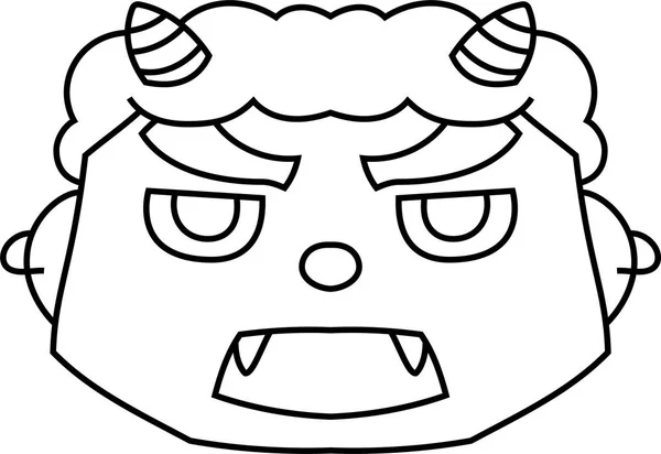 Cute japanese demon Mask outline — Stock Vector