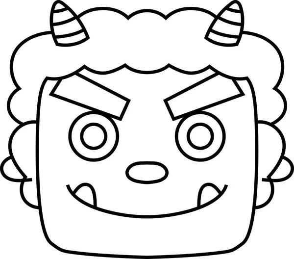 可爱的日本恶魔面具轮廓 — 图库矢量图片