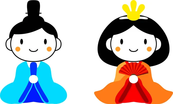 Japonés lindo hina muñecas set.ai argentina — Vector de stock