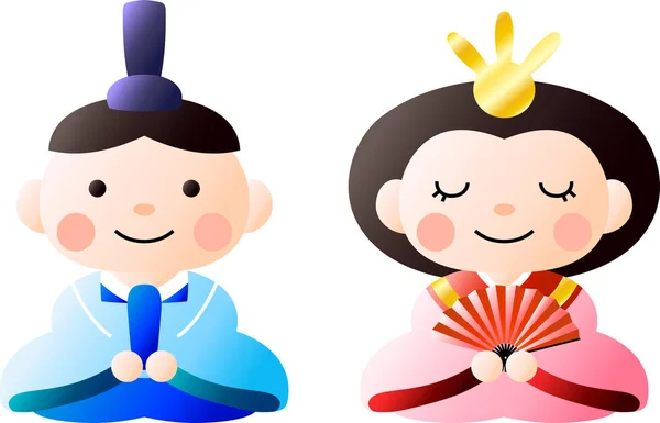Poupées japonaises Gradation Hina ensemble — Image vectorielle
