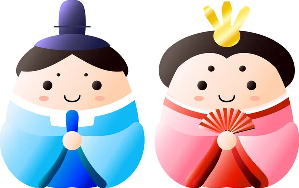Poupées japonaises Gradation Hina ensemble — Image vectorielle