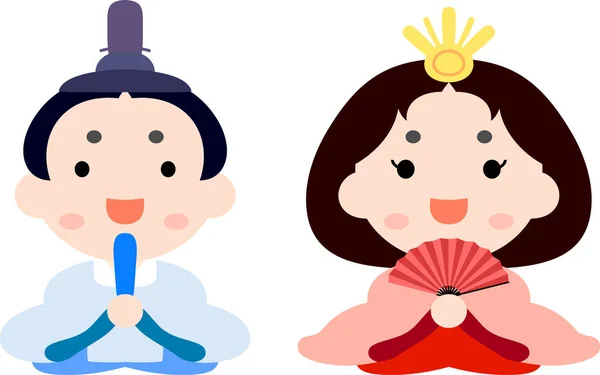 Japanilaiset Hina nuket asetettu — vektorikuva
