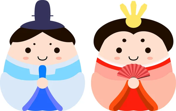 Conjunto de muñecas japonesas Hina — Archivo Imágenes Vectoriales