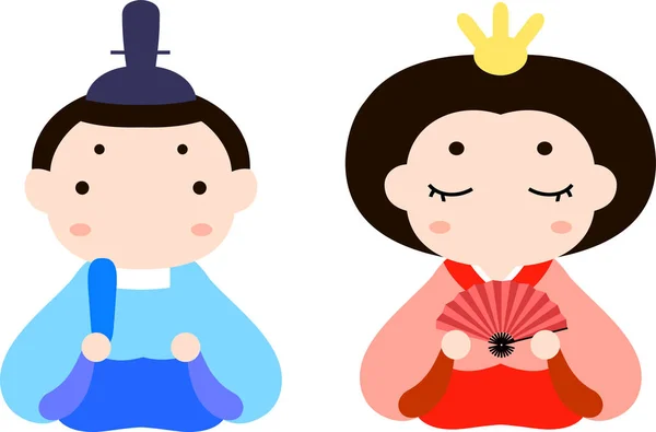 Poupées japonaises Hina ensemble — Image vectorielle