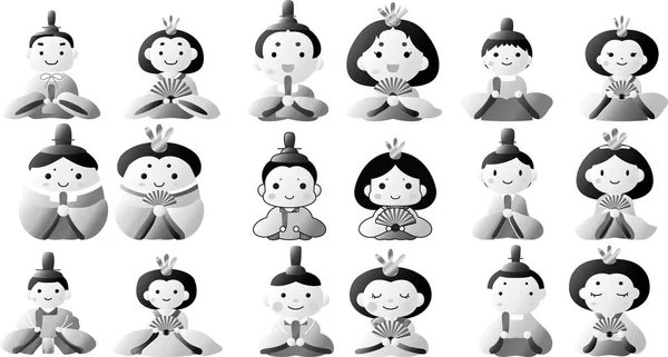 Japon tek renk degradesi Hina bebek seti