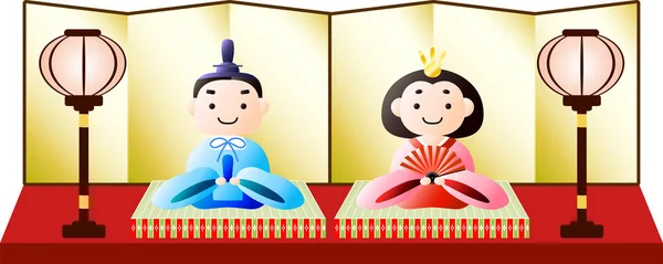 Superbe Gradation poupées japonaises Hina — Image vectorielle