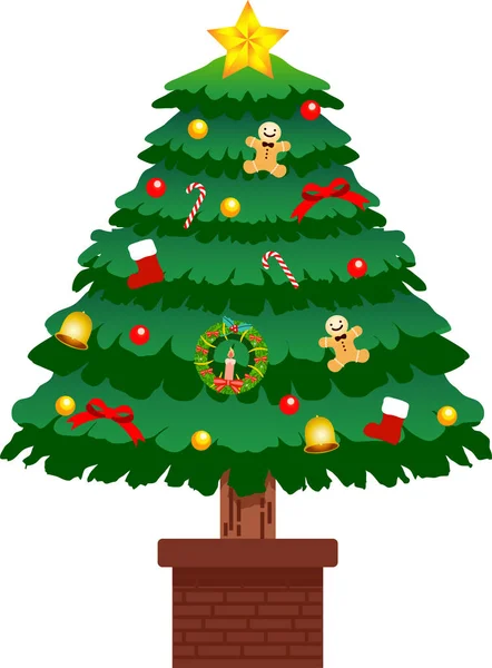 豪華なクリスマス ツリーを装飾 — ストックベクタ