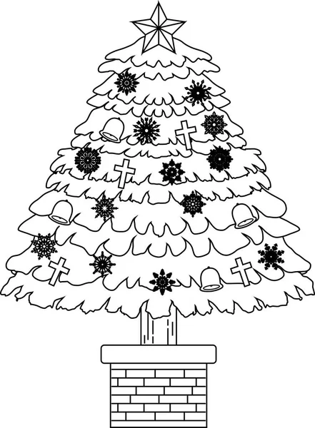 豪華な装飾がクリスマス ツリーの概要 — ストックベクタ