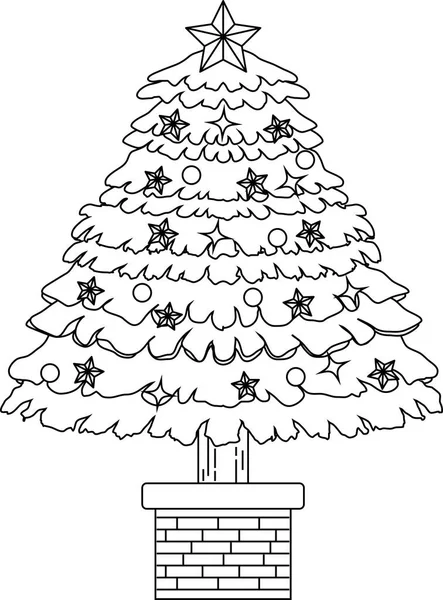 Profilo dell'albero di Natale lussuosamente decorato — Vettoriale Stock