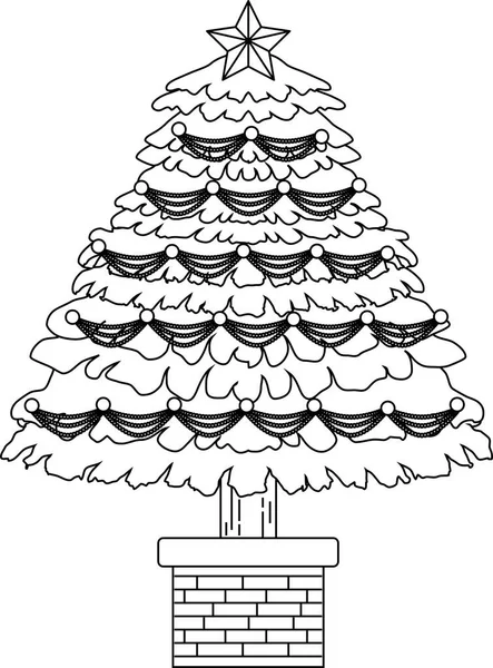 豪華な装飾がクリスマス ツリーの概要 — ストックベクタ