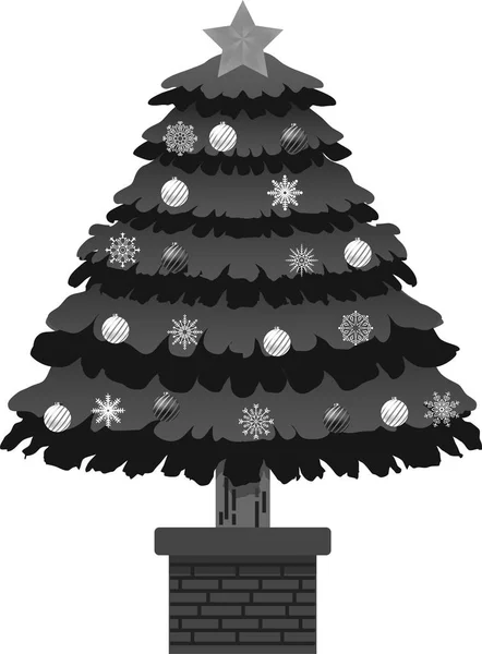 Albero di Natale monocromatico lussuosamente decorato — Vettoriale Stock