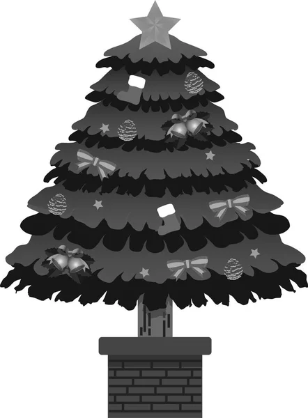 Arbre de Noël monochrome luxueusement décoré — Image vectorielle