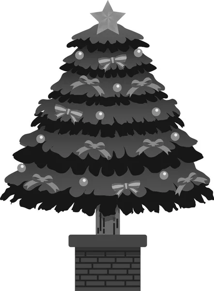 Monochroom luxueus ingericht kerstboom — Stockvector