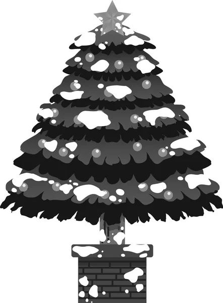 Монохромная роскошная елка со снегом — стоковый вектор