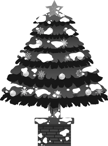 Монохромная роскошная елка со снегом — стоковый вектор
