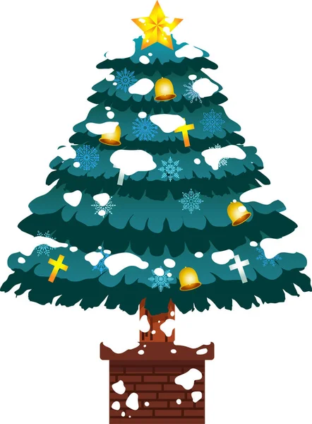 雪とクリスマス ツリーを飾られた豊かな — ストックベクタ