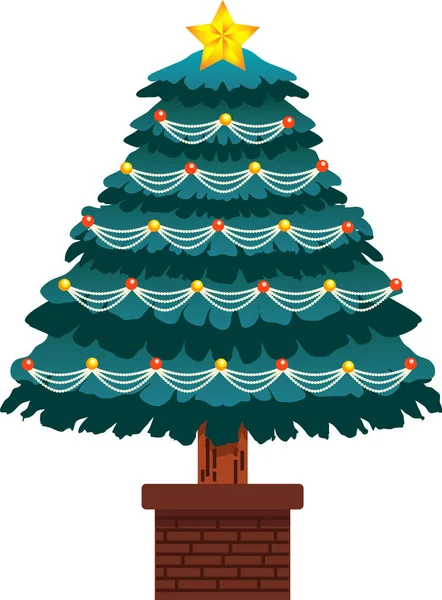 Riccamente decorato era albero di Natale — Vettoriale Stock