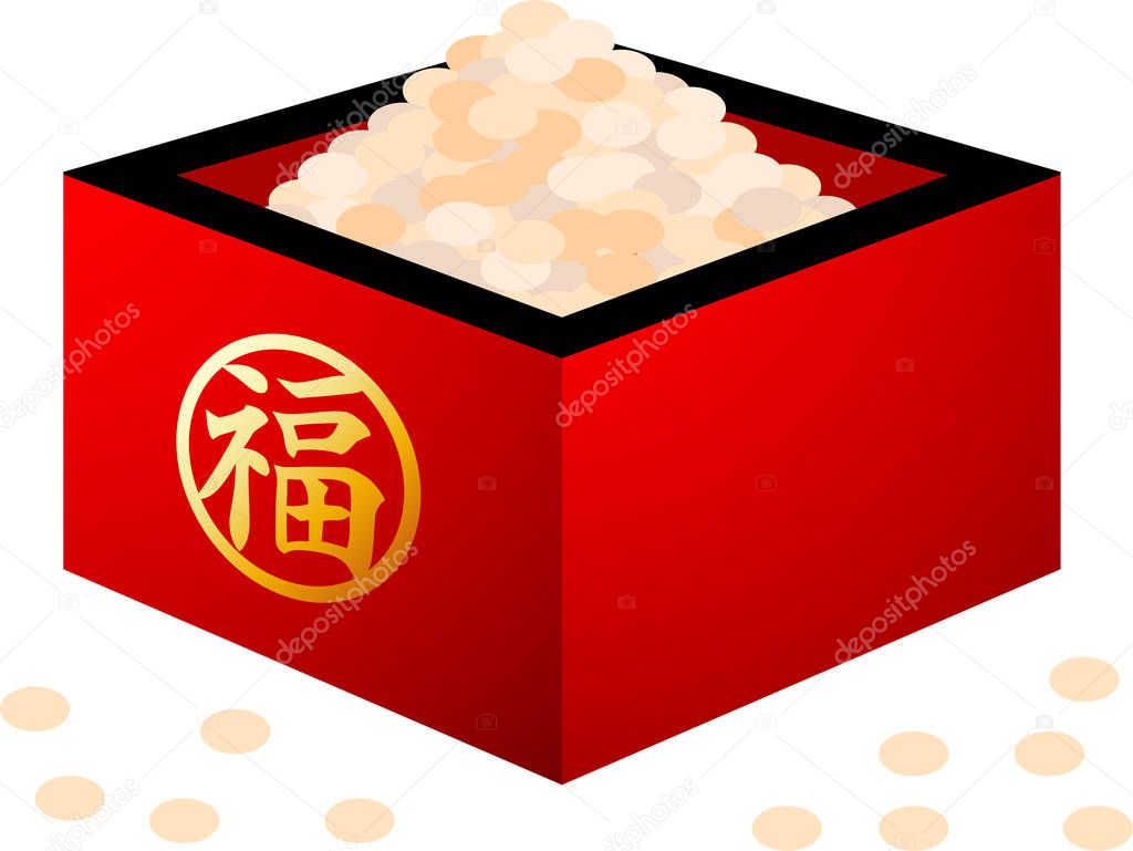 soys of Japanese Setsubun went into measuring box