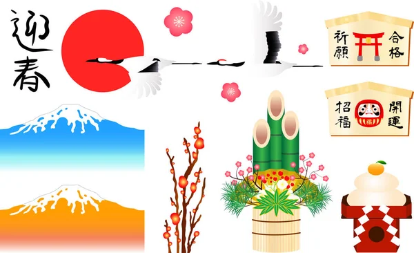 Piękna ilustracja japoński nowy rok zbioru — Wektor stockowy