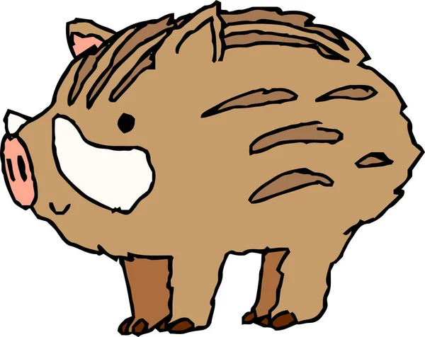 可爱的野猪涂鸦 — 图库矢量图片