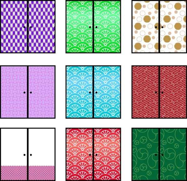 这是个色彩艳丽的日本滑动门的例证 — 图库矢量图片