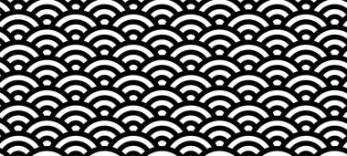 This is a illustration of Monochrome Japanese style Qinghai wave background material  clipart