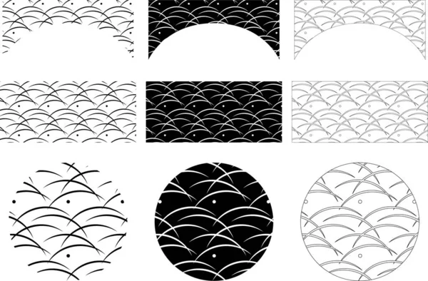 これは日本の丘陵や畑の模様を描いたイラストです — ストックベクタ