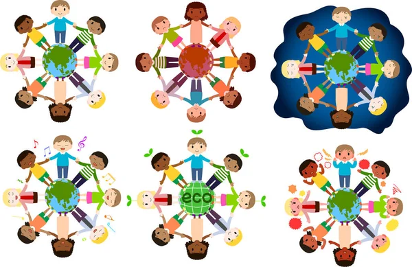 Esta Una Ilustración Lindos Niños Alrededor Tierra — Archivo Imágenes Vectoriales