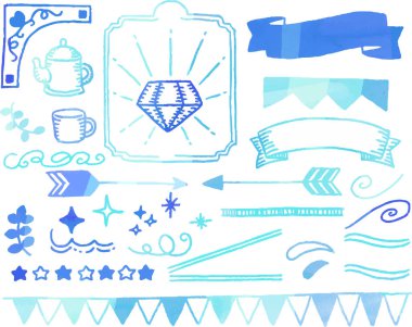 Bu, suluboya dokusu kullanan El çizimi çerçeve simgesi setidir