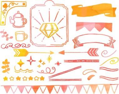 Bu, suluboya dokusu kullanan El çizimi çerçeve simgesi setidir