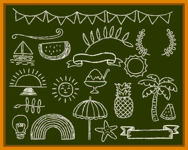 Bu, suluboya desenli Summer el çizimi malzemelerinin bir çizimi.